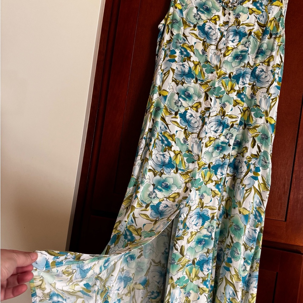 Sara Morgan Vintage Floral Print Maxi Dress – Button Down Front, Slit – Size XL - Picture 4 of 8